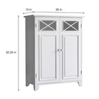 Meuble bas Dawson à deux portes blanc - Style traditionnel, fini semi-lustré, organisateur de salle de bain