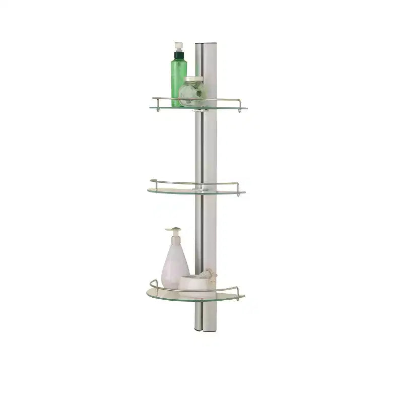 Three Tier Half Moon Glass Shelf Silver