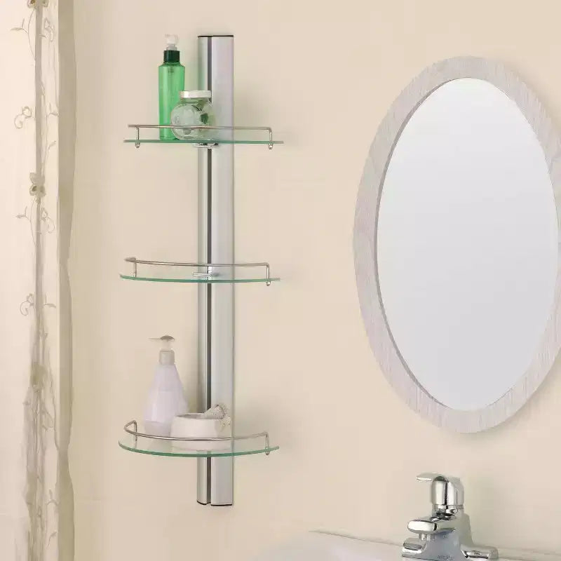 Three Tier Half Moon Glass Shelf Silver
