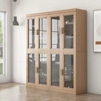 Meuble de rangement décoratif/vitrine en bois grainé avec porte vitrée, 72 pouces de hauteur, offrant suffisamment d'espace pour 12 étagères