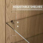 Meuble de rangement décoratif/vitrine en bois grainé avec porte vitrée, 72 pouces de hauteur, offrant suffisamment d'espace pour 12 étagères