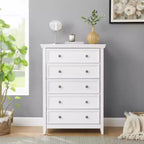 5 Drawers Dresser 5 Drawers Cabinet,Storage Clothes Storage Drawers Cabinet for Living Room Organizer WHITE
