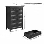 5 Drawers Dresser 5 Drawers Cabinet,Storage Clothes Storage Drawers Cabinet for Living Room Organizer WHITE