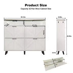 Meuble à chaussures, organisateur de chaussures style rustique avec 4 tiroirs basculants et rangement ouvert, meuble à chaussures étroit autoportant pour entrée, couloir