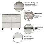Meuble à chaussures, organisateur de chaussures style rustique avec 4 tiroirs basculants et rangement ouvert, meuble à chaussures étroit autoportant pour entrée, couloir