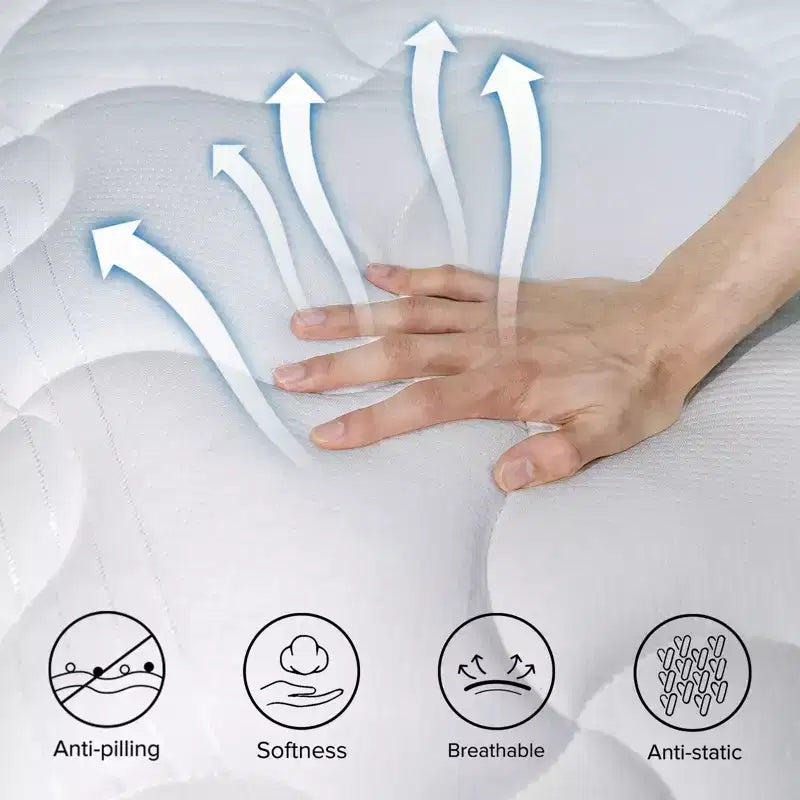 Hybrid Mattress Breathable Medium Cooling Memory Foam Bed-in-a-Box White