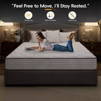 Matelas hybride respirant en mousse à mémoire de forme rafraîchissante, fermeté moyenne, livré compressé dans une boîte, blanc