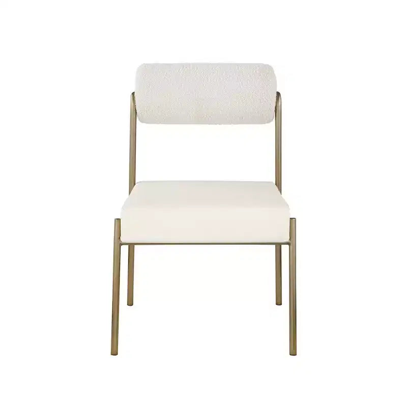 Chaise de salle à manger Carly en similicuir / dossier en tissu bouclé