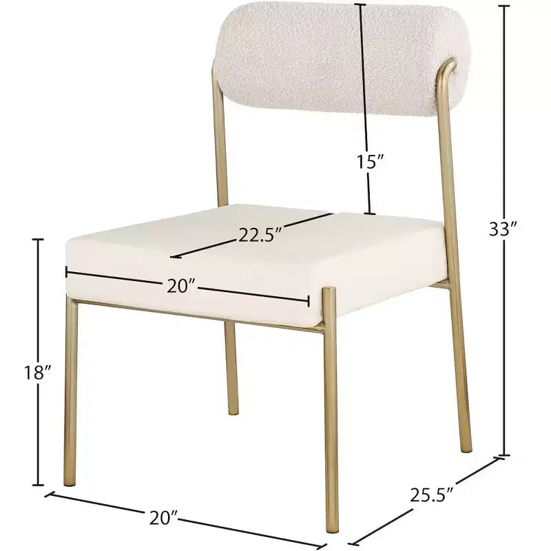 Chaise de salle à manger Carly en similicuir / dossier en tissu bouclé