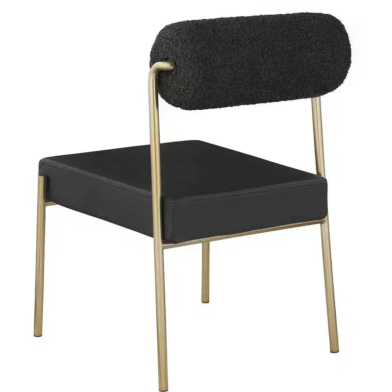 Chaise de salle à manger Carly en similicuir / dossier en tissu bouclé