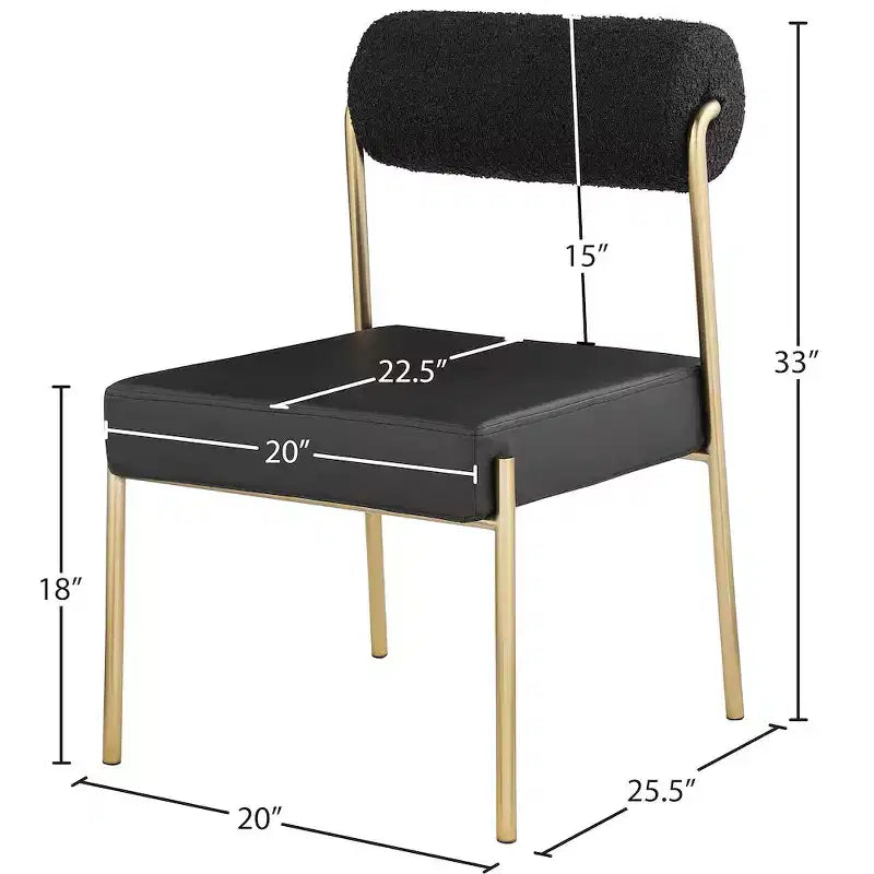 Chaise de salle à manger Carly en similicuir / dossier en tissu bouclé