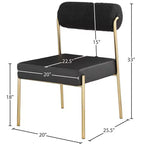 Chaise de salle à manger Carly en similicuir / dossier en tissu bouclé