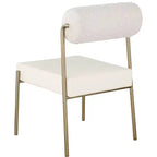 Chaise de salle à manger Carly en similicuir / dossier en tissu bouclé