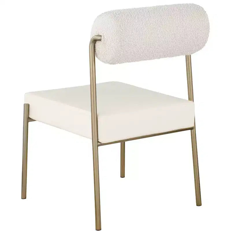 Chaise de salle à manger Carly en similicuir / dossier en tissu bouclé