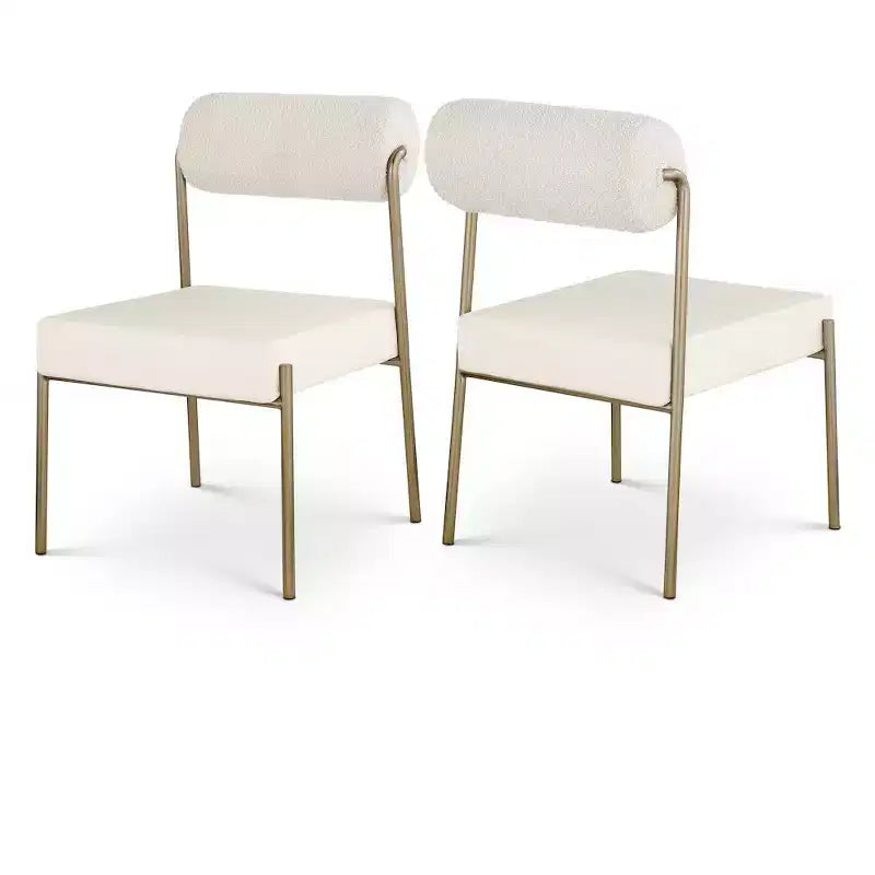 Carly Vegan Leather Seat / Boucle Fabric Back Dining Chair