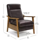 Fauteuil inclinable à pousser Leopold Modern 41.5 en bois et similicuir