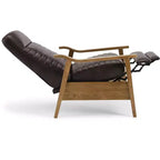 Fauteuil inclinable à pousser Leopold Modern 41.5 en bois et similicuir
