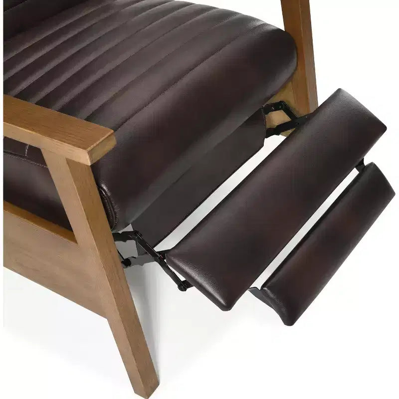 Fauteuil inclinable à pousser Leopold Modern 41.5 en bois et similicuir