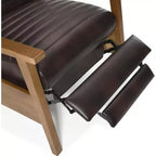 Fauteuil inclinable à pousser Leopold Modern 41.5 en bois et similicuir