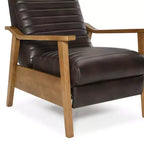 Fauteuil inclinable à pousser Leopold Modern 41.5 en bois et similicuir