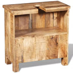 Meuble-lavabo de salle de bain en manguier massif avec miroir de style antique – Unique, robuste, meuble de 60 cm avec 2 étagères et variation de grain de bois