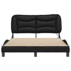 Cadre de Lit Double LED Noir/Blanc - 137x190 cm avec Finition en Similicuir, Lattes en Contreplaqué et Tête de Lit Rembourrée Confortable