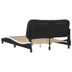 Cadre de Lit Double LED Noir/Blanc - 137x190 cm avec Finition en Similicuir, Lattes en Contreplaqué et Tête de Lit Rembourrée Confortable