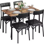 Table à manger pour 4 personnes, Table et chaises de cuisine, Table de salle à manger avec 4 chaises rembourrées, Table de cuisine pour petit espace, Appartement