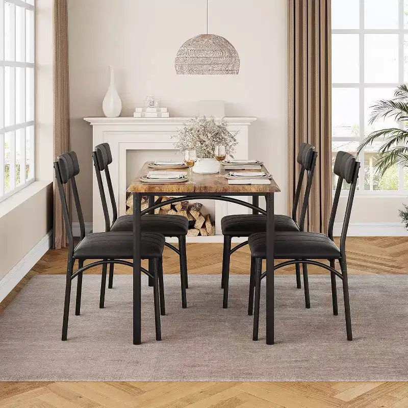 Table à manger pour 4 personnes, Table et chaises de cuisine, Table de salle à manger avec 4 chaises rembourrées, Table de cuisine pour petit espace, Appartement