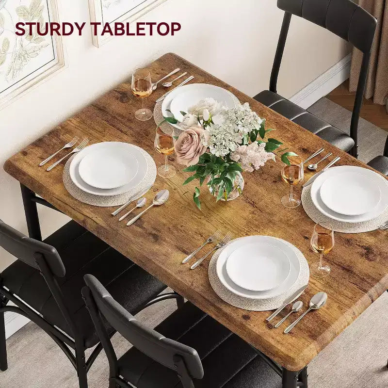 Table à manger pour 4 personnes, Table et chaises de cuisine, Table de salle à manger avec 4 chaises rembourrées, Table de cuisine pour petit espace, Appartement
