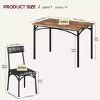Table à manger pour 4 personnes, Table et chaises de cuisine, Table de salle à manger avec 4 chaises rembourrées, Table de cuisine pour petit espace, Appartement