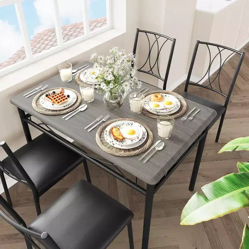 Table à manger pour 4 personnes, Table et chaises de cuisine, Table de salle à manger avec 4 chaises rembourrées, Table de cuisine pour petit espace, Appartement