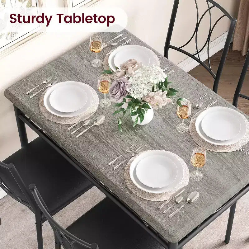 Table à manger pour 4 personnes, Table et chaises de cuisine, Table de salle à manger avec 4 chaises rembourrées, Table de cuisine pour petit espace, Appartement