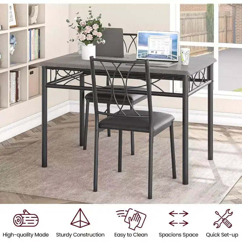 Table à manger pour 4 personnes, Table et chaises de cuisine, Table de salle à manger avec 4 chaises rembourrées, Table de cuisine pour petit espace, Appartement