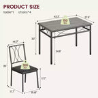 Table à manger pour 4 personnes, Table et chaises de cuisine, Table de salle à manger avec 4 chaises rembourrées, Table de cuisine pour petit espace, Appartement