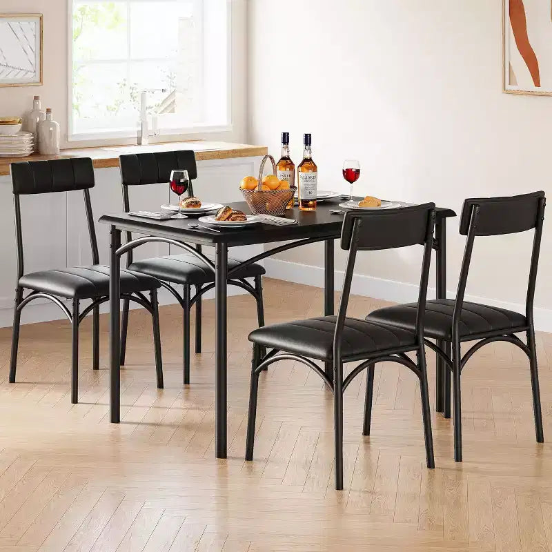 Dining Table for 4, Kitchen Table and Chairs, Dining Room Table w/4 Upholstered Chairs, Kitchen Table for Small Space, Apartment