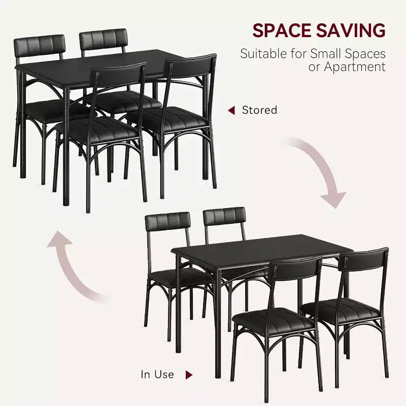 Table à manger pour 4 personnes, Table et chaises de cuisine, Table de salle à manger avec 4 chaises rembourrées, Table de cuisine pour petit espace, Appartement