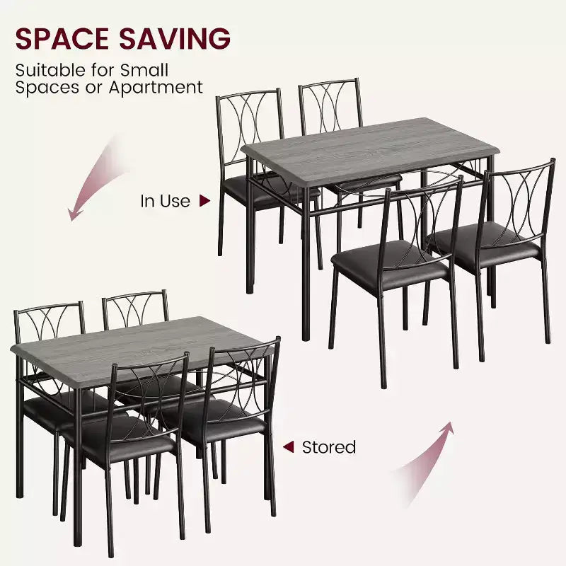 Table à manger pour 4 personnes, Table et chaises de cuisine, Table de salle à manger avec 4 chaises rembourrées, Table de cuisine pour petit espace, Appartement