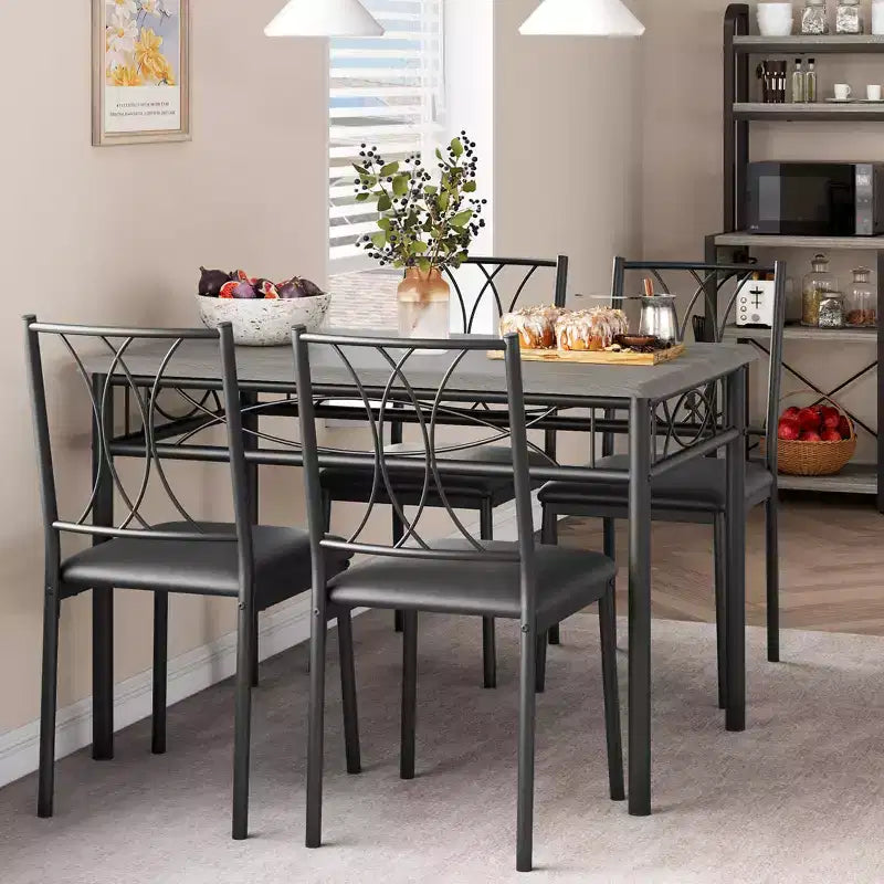 Dining Table for 4, Kitchen Table and Chairs, Dining Room Table w/4 Upholstered Chairs, Kitchen Table for Small Space, Apartment