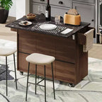 Îlot de cuisine roulant avec armoire de rangement pour poubelle, chariot de cuisine avec abattant, porte-épices, porte-serviettes et tiroir