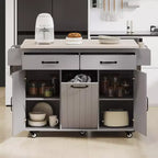 Îlot de cuisine roulant avec armoire de rangement pour poubelle, chariot de cuisine avec abattant, porte-épices, porte-serviettes et tiroir