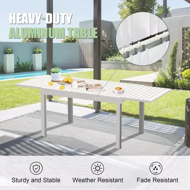 Table à Manger Extensible en Aluminium pour Patio - Table de Cuisine pour Salle à Manger