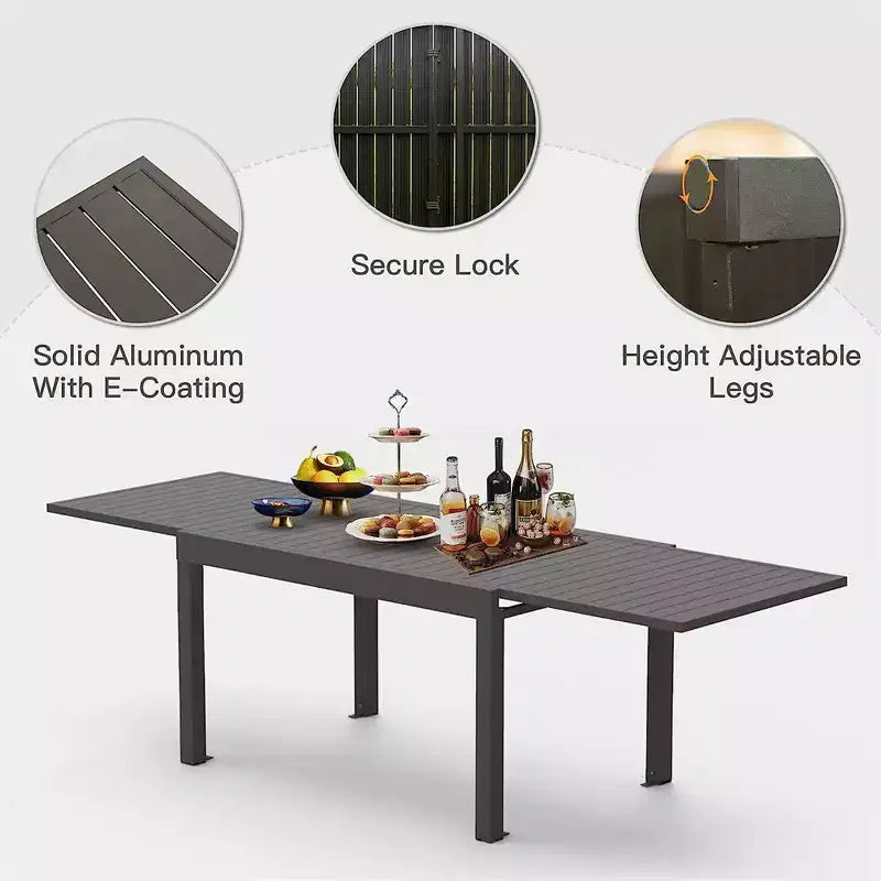 Table à Manger Extensible en Aluminium pour Patio - Table de Cuisine pour Salle à Manger