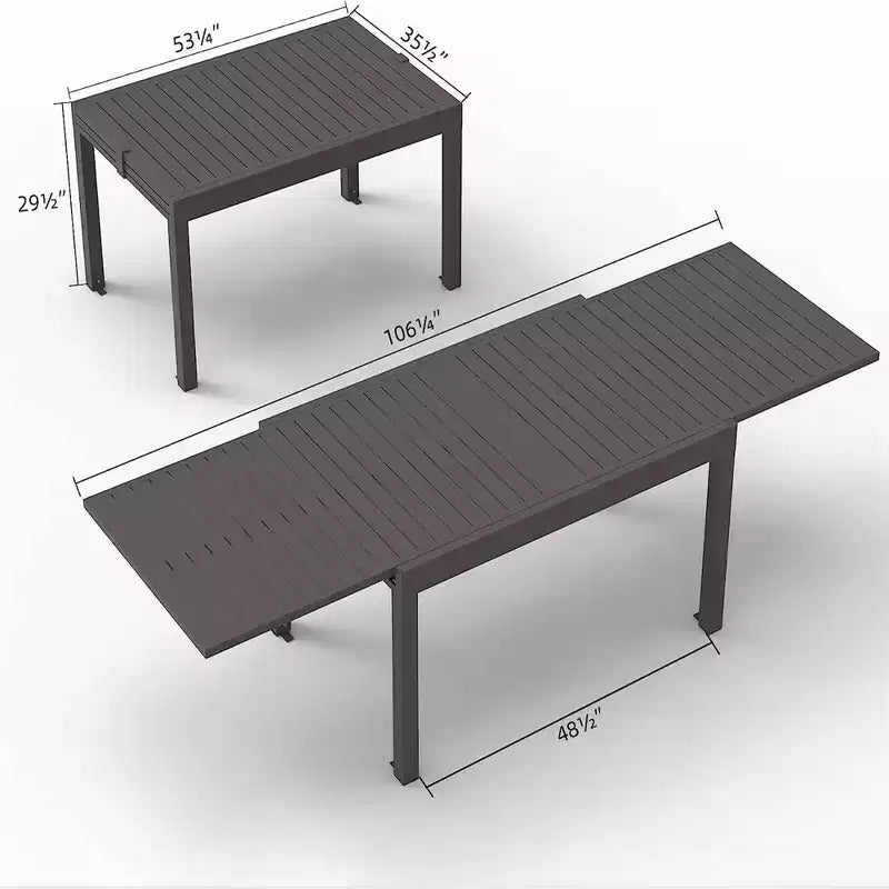 Table à Manger Extensible en Aluminium pour Patio - Table de Cuisine pour Salle à Manger