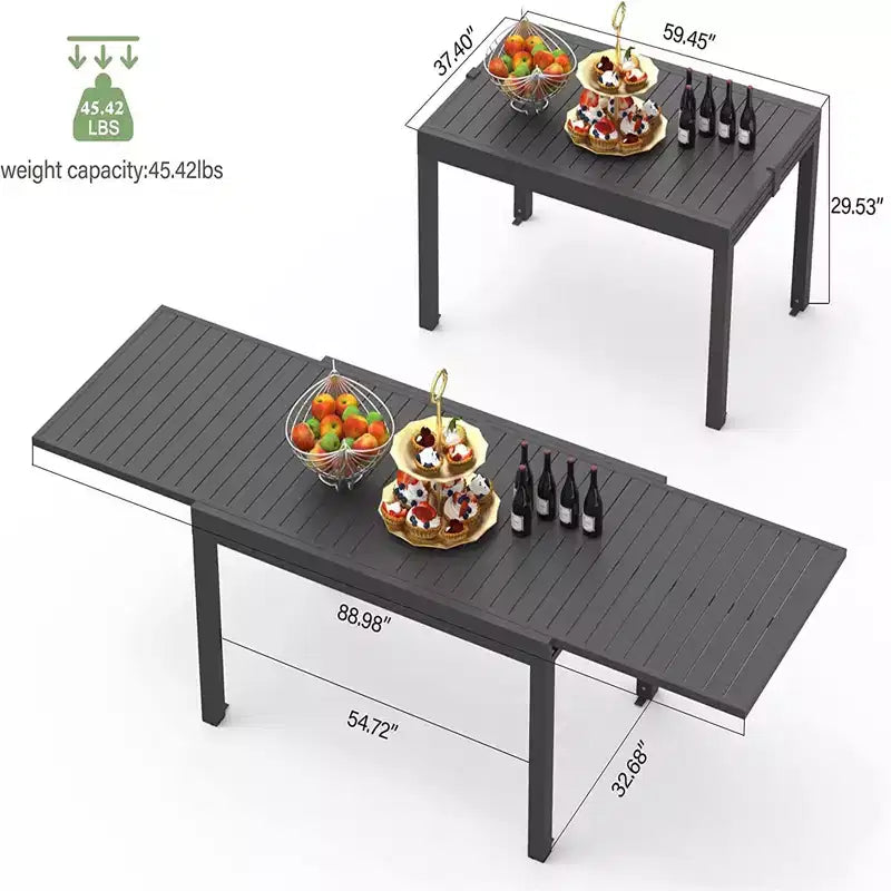 Table à Manger Extensible en Aluminium pour Patio - Table de Cuisine pour Salle à Manger