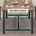 Table à manger extensible de ferme pour 4/6 personnes, grande table à manger avec deux bancs rembourrés, pour la maison, salle à manger, marron rustique