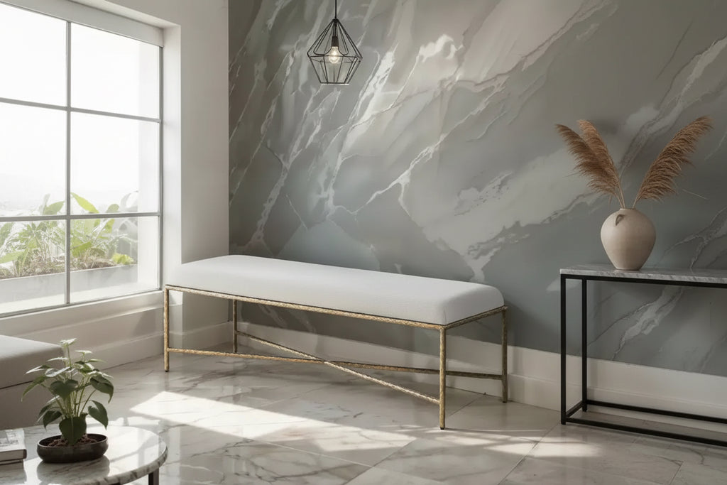 Valley Chenille Fabric Bench