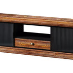 Meuble TV moderne, console média en bois de sapin et fer, grand tiroir de rangement, étagère ouverte, convient aux TV jusqu'à 55 pouces, 62,99 x 15,75 x 18,70