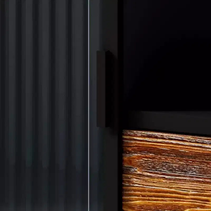 Meuble TV moderne, console média en bois de sapin et fer, grand tiroir de rangement, étagère ouverte, convient aux TV jusqu'à 55 pouces, 62,99 x 15,75 x 18,70