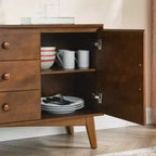 Buffet commode de 119 cm avec 2 portes et 3 tiroirs, meuble d'appoint, console, buffet de rangement pour cuisine, salle à manger, salon, noyer